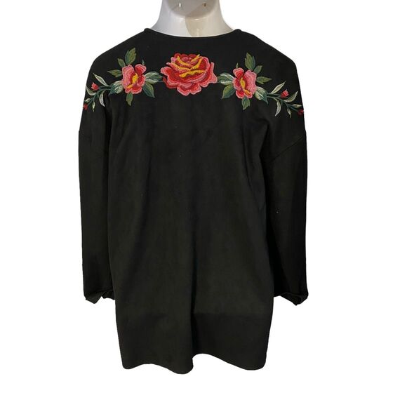Umgee Cardigan Womens Medium Open Face Floral Embroidery Boho Kimono Lagenlook - Picture 3 of 13